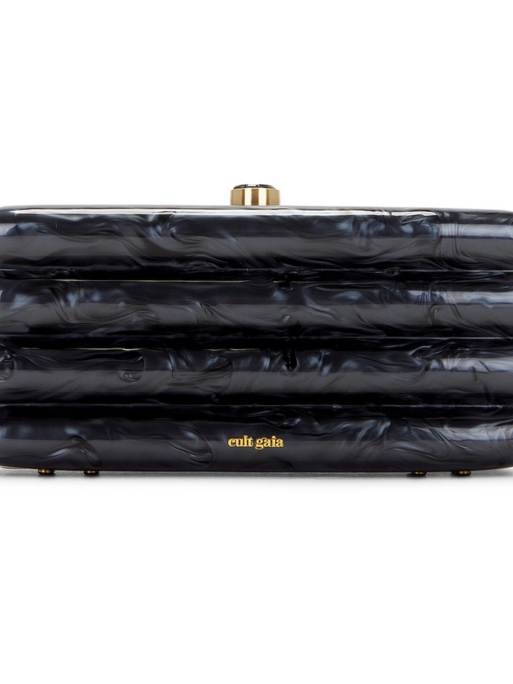 Cult Gaia Enid Clutch Black Marbled Acrylic Gold Hardware